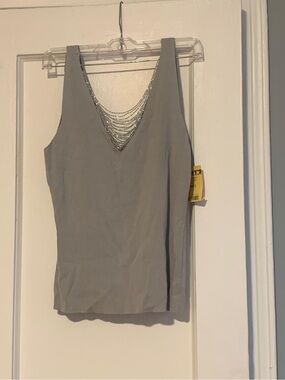 Beaded V-Neck Gray Camisole